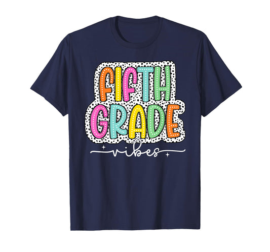 5th Fifth Grade Vibes Back to School Dalmatian Dots T-Shirt