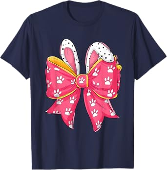 Easter Day Coquette Bow Cute Bunny Rabbit Girls Teens Kids T-Shirt