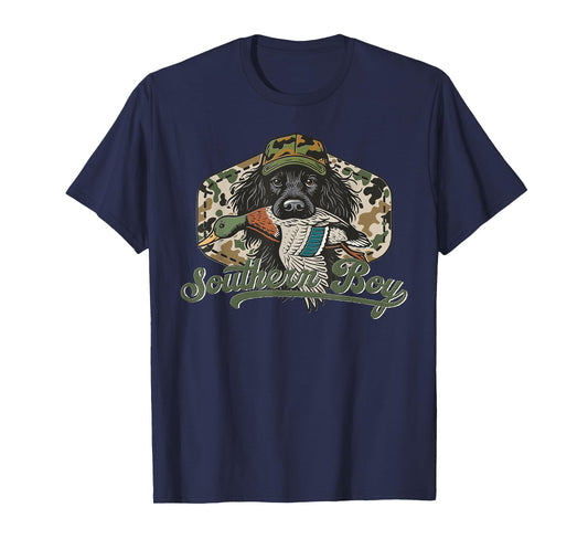 Camo Hunting Dog with Duck Rustic Retriever Southern Hunter T-Shirt