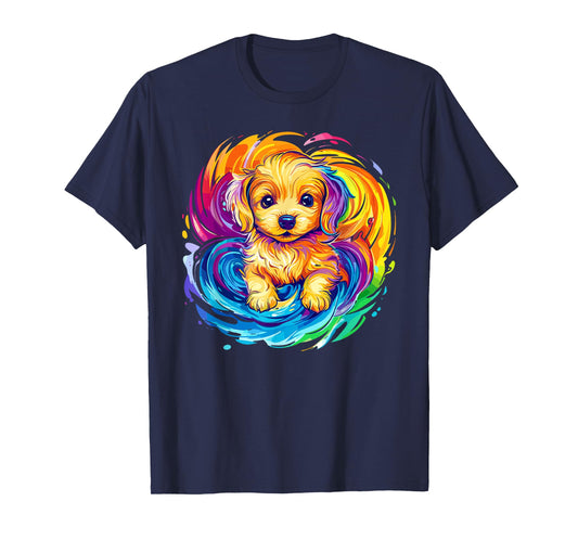 Adorable Puppy Rainbow Swirl Fantasy T-Shirt