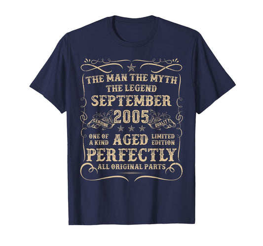 20 Year Old Birthday Gifts for Men September 2005 20th Bday T-Shirt