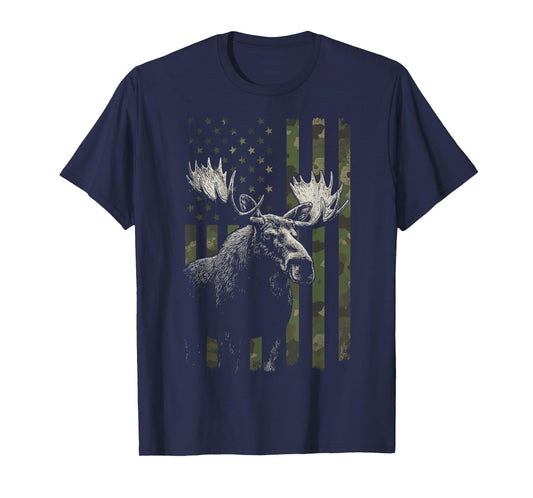 Moose USA Flag Alaska Wildlife T-Shirt