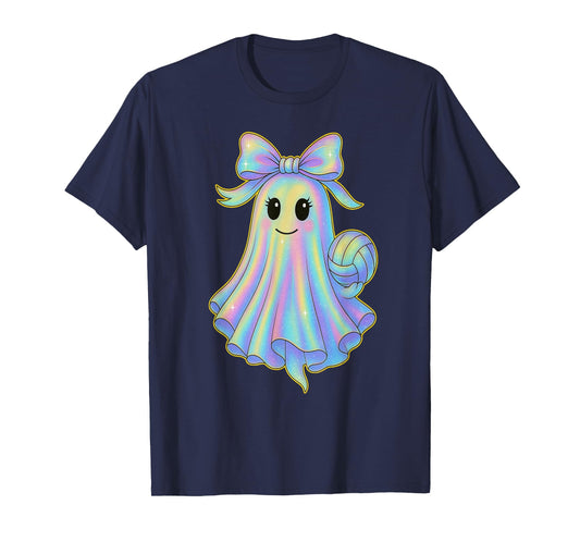 Volleyball Ghost Lover Pastel Halloween Coquette Bow T-Shirt