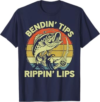 Bendin' Tips Rippin' Lips - Funny Fishing Quote Funny Dad T-Shirt