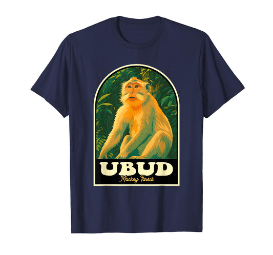 Ubud Monkey Forest Bali Vintage Travel Poster Wildlife Desig T-Shirt