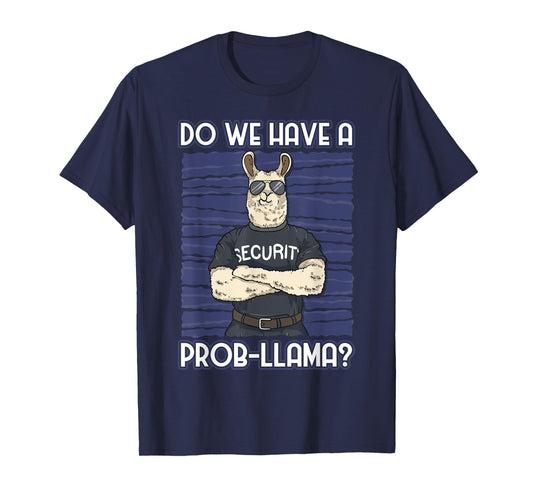 Funny Bouncer Tees Unisex-Adults Security Guard Alpaca T-Shirt, Black, Small, Short Sleeve