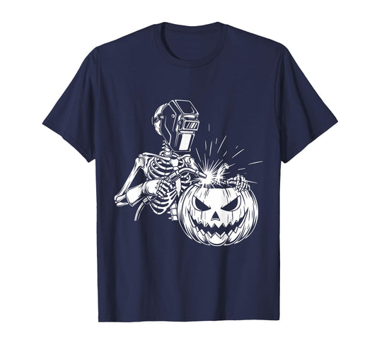Funny Skeleton Welding Halloween Welder Pumpkin Carving T-Shirt
