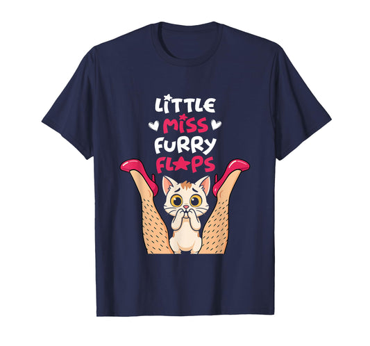Funny Cat Little-Miss Furry Flaps Inappropriate Adult Joke T-Shirt