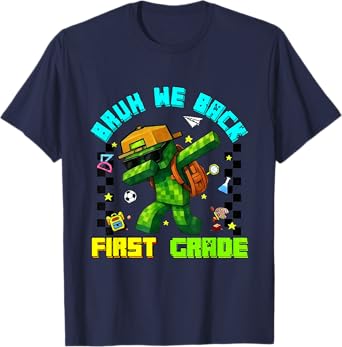 Funny Bruh We Back First Grade Dabbing Gamers Boys Girls T-Shirt