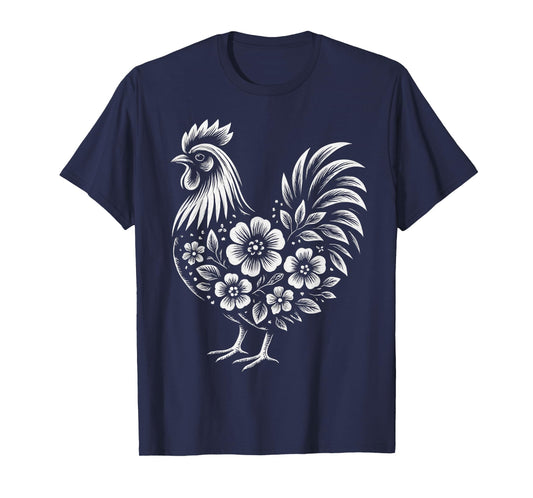 Chicken Floral Vintage Farm Girls Women Lover Cute Chicken T-Shirt