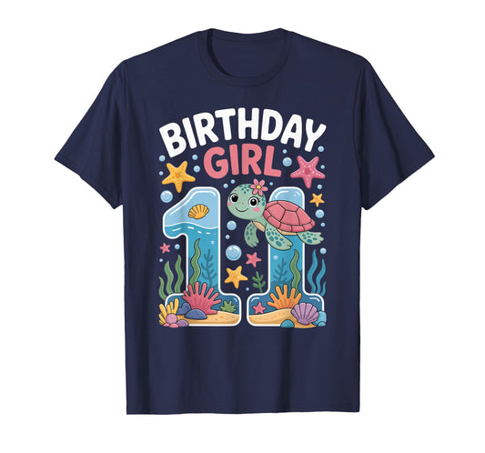 11 Year Old Birthday Girl 11th Sea Turtle Ocean T-Shirt