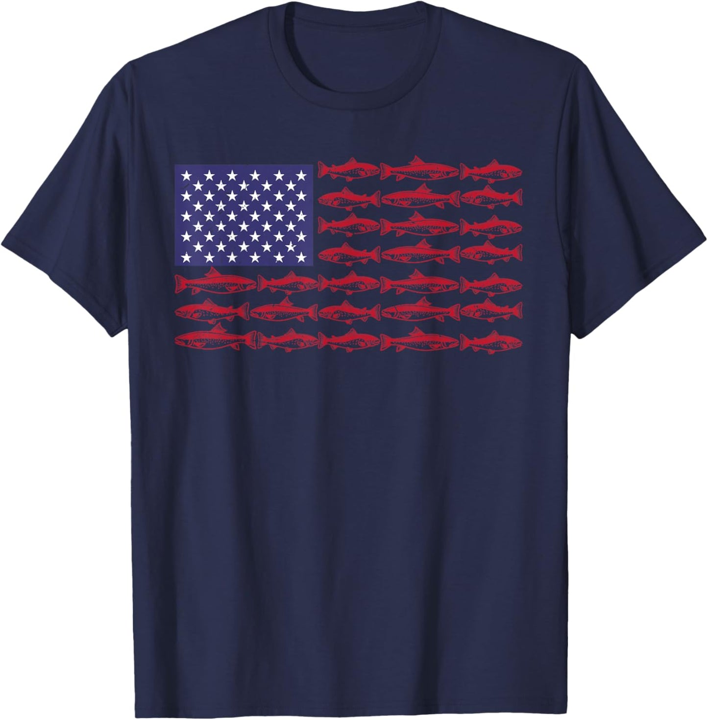 American Flag Bass Fishing Patriotic Men Boys Funny 4th July T-Shirt