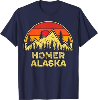 Vintage Homer Alaska AK Mountains Outdoor Hiking Souvenir T-Shirt