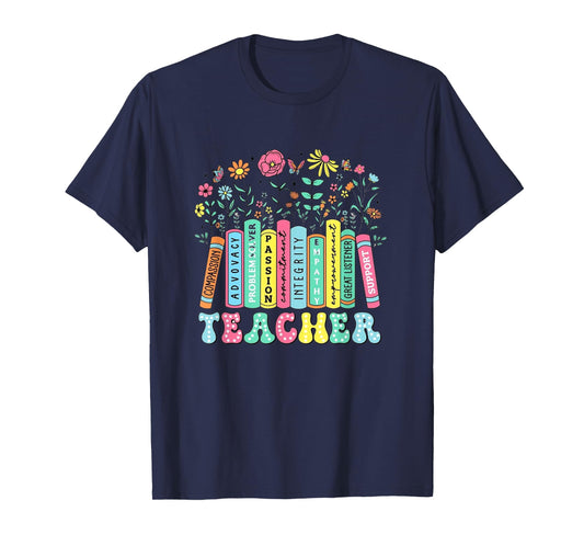 Back to School Cute Floral Teacher T-Shirt, Teacher Life T-Shirt