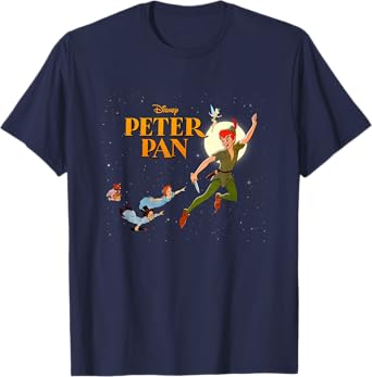Disney Peter Pan Vintage Retro Group Shot Big Chest Poster T-Shirt