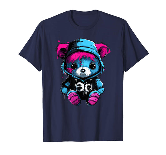 Cute Teddy Bear in Hoodie Urban Style T-Shirt