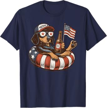 Dachshund 4th Of July Funny 4th of July Dog Lover Men Women T-Shirt