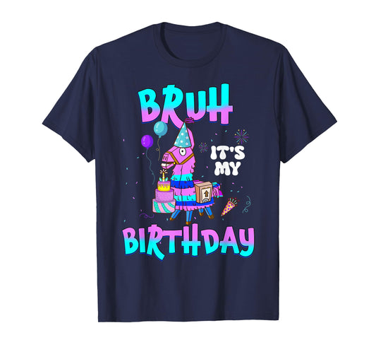 Bruh Its My Birthday Llama Matching Outfit Boy Girl Kid Bday T-Shirt