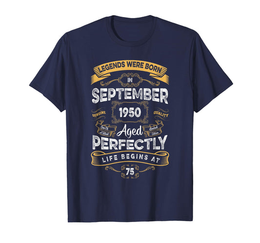Vintage 75th Birthday Legends Were Born In September 1950 T-Shirt