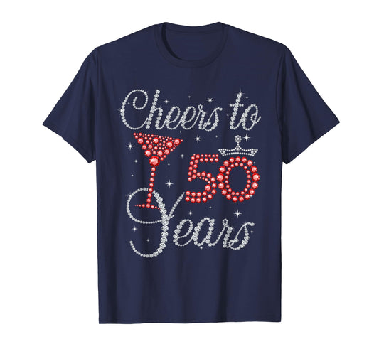 Cheers To 50 Years Wine Glasses Women Funny 50th Birthday T-Shirt