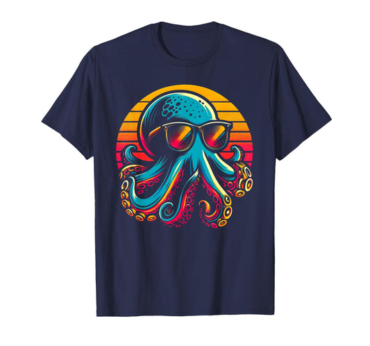 Cool Octopus Kraken With Sunglasses Men Women Kids Vintage T-Shirt