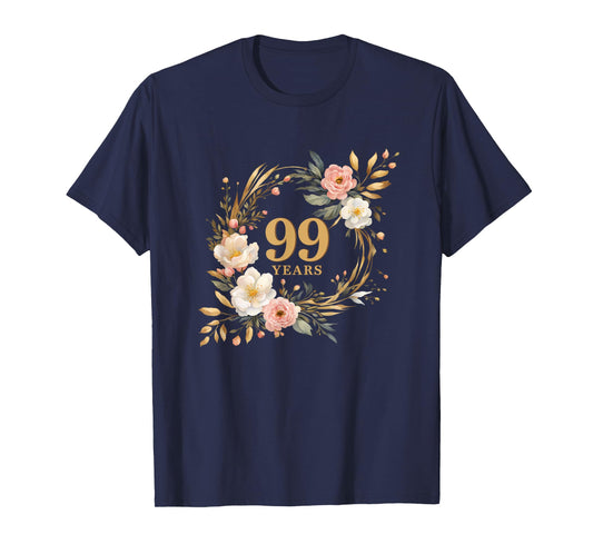 99 Years Celebration Watercolor Birthday Floral for Women T-Shirt
