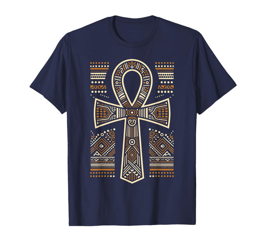 Cool Egypt Ankh Key of Life Symbol In Tribal Art Style T-Shirt