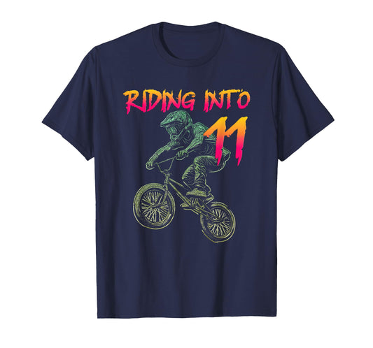 Riding Into 11 Year Old Bmx Birthday Boy Bicycle 11st Bday T-Shirt