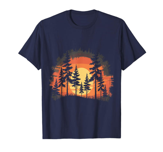 Retro Wilderness Trees Reflection Outdoor wildlife Forest T-Shirt