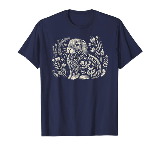 Cute Holland Lop Rabbit Botanical Cottagecore Floral Bunny T-Shirt