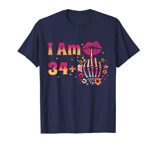 35th Birthday I Am 34 Plus 1 Middle Finger Vintage 34+1 T-Shirt