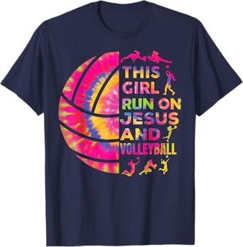 Women Volleyball Teen Girl Runs On Jesus And Volleyball T-Shirt
