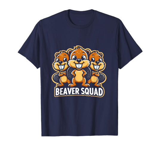 Beaver Squad Three Beaver Funny Friends Teammates T-Shirt