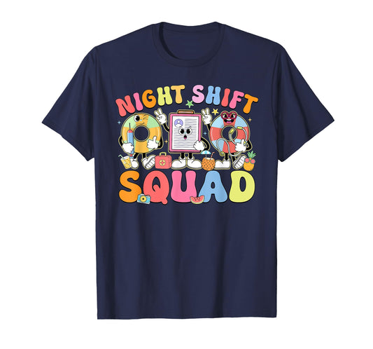 Funny Night Shift Squad Summer Vibes ER Nurse Team T-Shirt