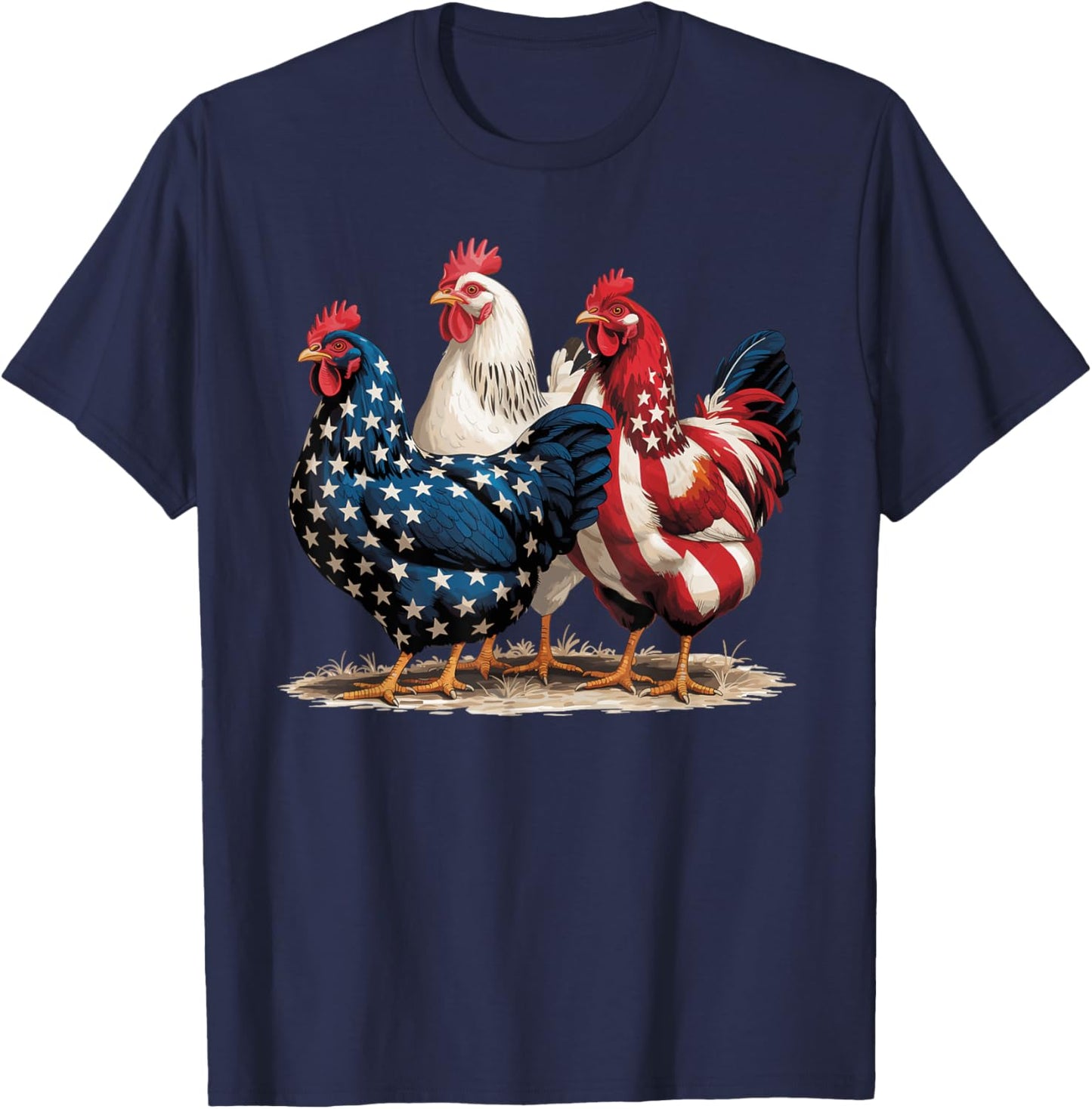 Funny American Flag Rooster Independence Day 4th of July men T-Shirt