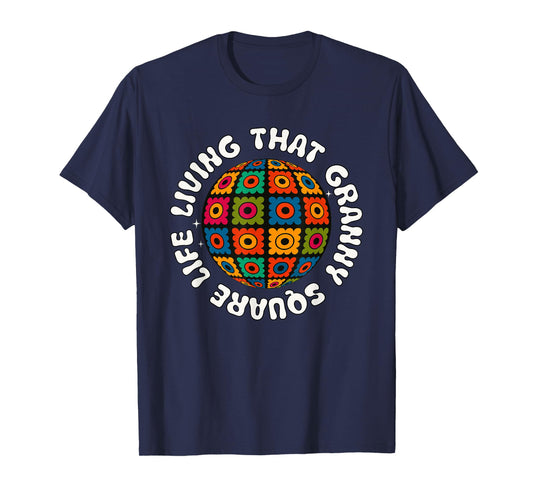 Crochet Stuff for Women Granny Square-Life Yarn Queen Retro T-Shirt