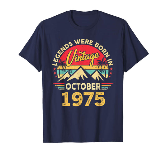 Vintage 50th Birthday Legends were Born in October 1975 T-Shirt