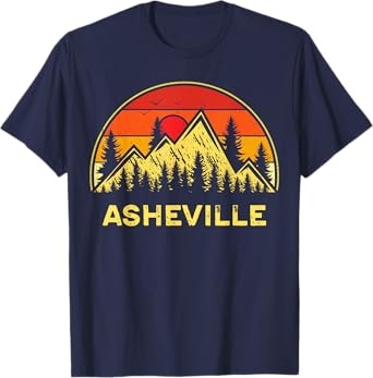 Retro Asheville North Carolina NC Mountains Hiking Souvenir T-Shirt