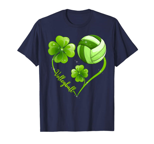 Funny Volleyball Lover Shamrock Leaf Heart St Patrick's Day T-Shirt