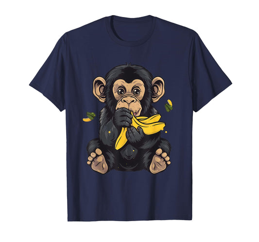 Banana Monkey Bananas Fruit Cute Monkey Wildlife Drawing T-Shirt