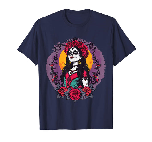 La Catrina Skull Dia de Los Muertos T-Shirt