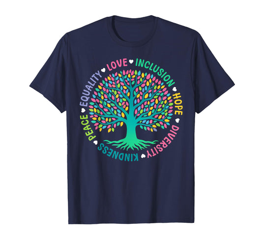 Tree of Life Kindness Peace Inclusion Love Diversity Retro T-Shirt