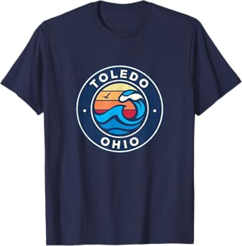 Toledo Ohio OH Vintage Nautical Waves Design T-Shirt
