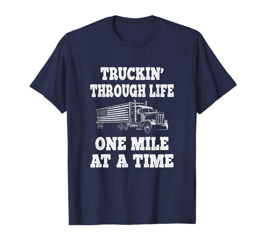 American Flag Semi Truck Driver T-Shirt
