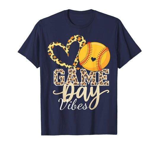 Bleached Softball Game Day Vibes Leopard Heart Headband Mom T-Shirt