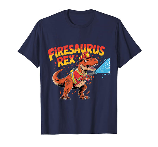 Firesaurus Rex Kids Toddler Rescue Team Firefighter T-Shirt