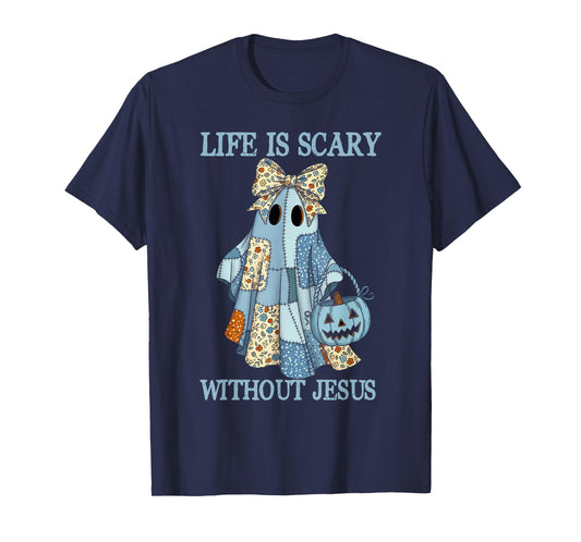 Spooky Life is Scary Without Jesus Christian Halloween T-Shirt