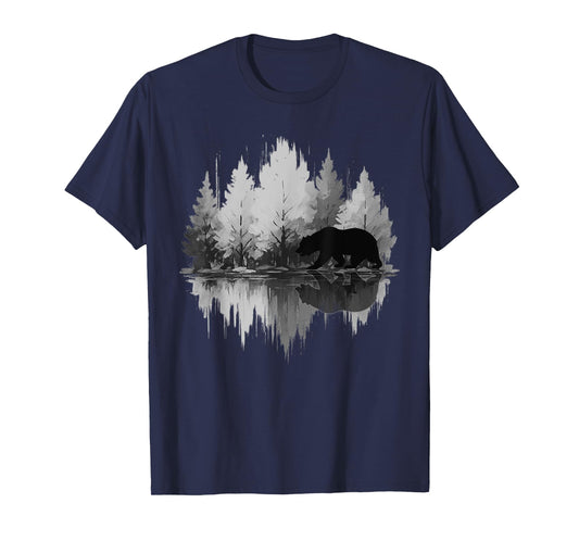 Wildlife Abstract Nature Animal Bear Reflection Forest Trees T-Shirt