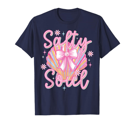 Beach Summer Vibes Cute Clam Pearl Coquette Salty Girls Soul T-Shirt