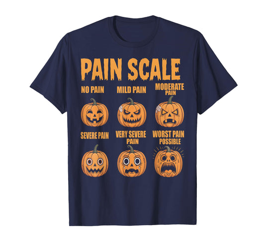 Halloween Nurse Shirt Pumpkin Pain Scale CNA Medical ICU RN T-Shirt